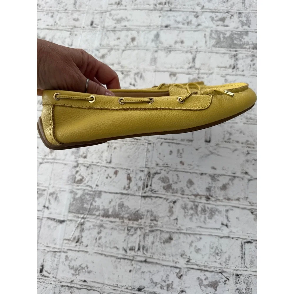 Talbots Womens Yellow Pebbled Leather Driving Loafers Moccasins Size 6.5 0596